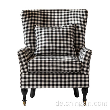 Black &amp; White Plaid Arm Stuhl mit Rollen